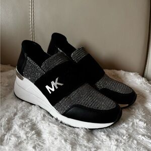 Michael Kors Black and Silver Knit Sneakers